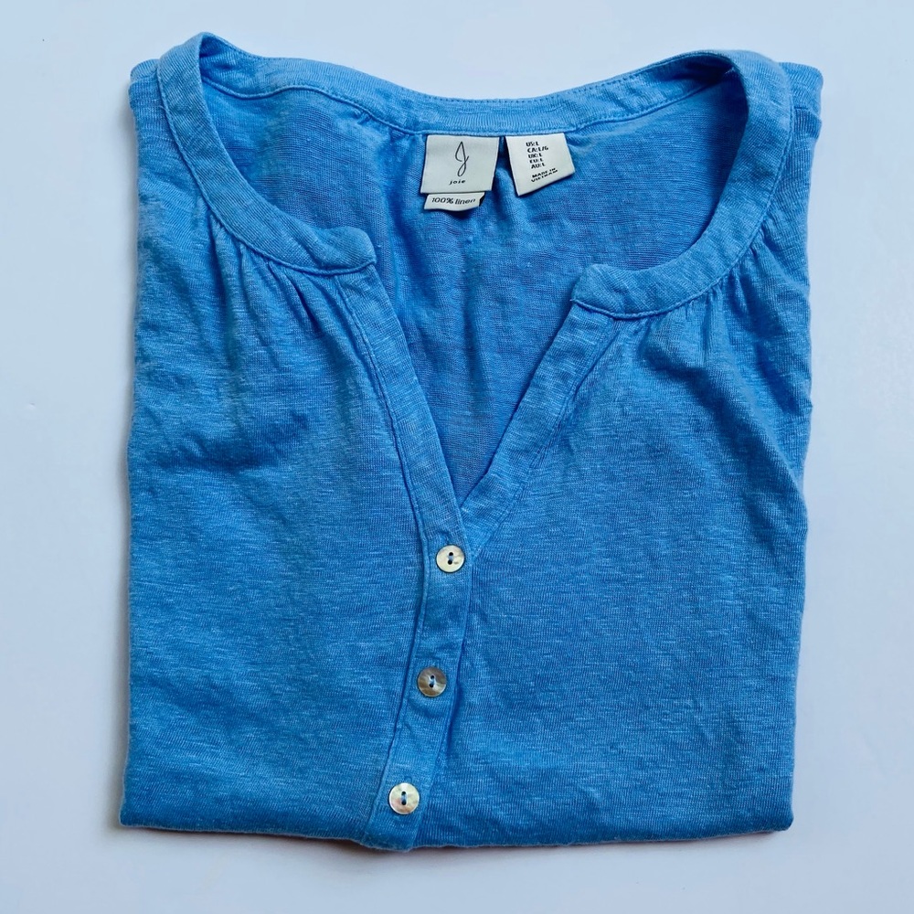 Joie linen sleeveless tamaline BLUE pop over top size L